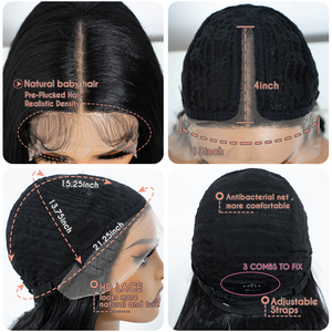 Peluca sin pegamento de cabello sintético resistente al calor con encaje frontal HD suizo pre-arrancado para mujer - Product Image 4