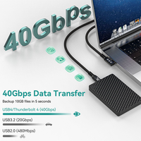 Câble USB 4.0 Type C 40 Gbps Synchronisation des données 8K/5K 60Hz 240W Charge rapide 90 degrés Câble USB C Thunderbolt Compatible avec MacBook