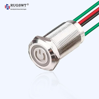 Mini-interrupteur à bouton-poussoir LED de 12 mm avec trou de fixation, étanche IP68, haute intensité pour systèmes de contrôle d'accès extérieurs