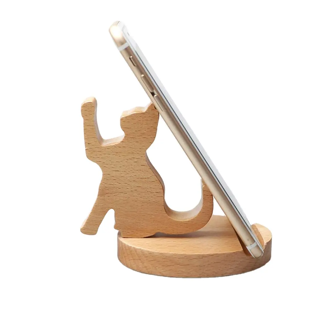 Convenient Table Desktop Holder Small Wooden Phone Stand Smartphone Holder