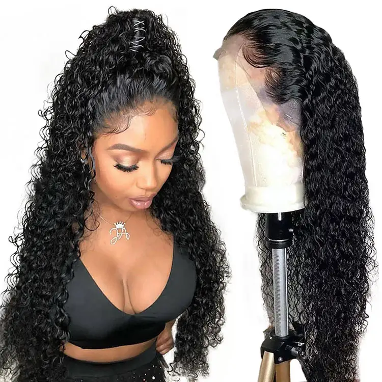 Human hair wig transparent frontal water wave brazilian colored wholesale price natural water wave human hair wigs