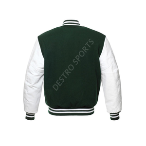 Veste universitaire en gros de haute qualité à prix abordable 100% veste de baseball universitaire boutonnée en cuir et en laine pour hommes - Product Image 4