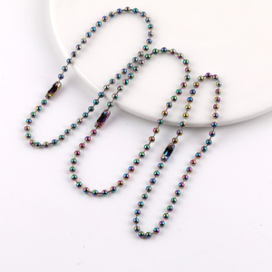 โซ่ลูกปัดโลหะสีรุ้ง 3.0 มม. ทรงกลมสำหรับทำสร้อยคอ DIY อุปกรณ์เครื่องประดับชุบ 22 ซม. - Product Image 3