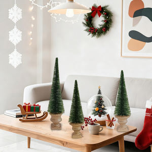 Décorations de table, mini sapin de Noël vert en forme de brosse à bouteille de 13,5/17/20,5 pouces pour la maison, la chambre, le bureau, les fêtes - Product Image 4
