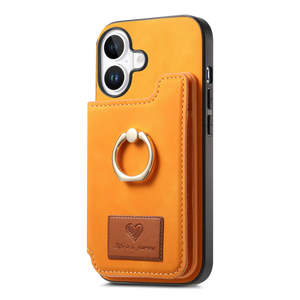 Étui de téléphone Ring Holer avec porte-cartes sécurisé, pochette pliable, support arrière, étui pour carte d'identité en PU, support magnétique tendance - Product Image 3