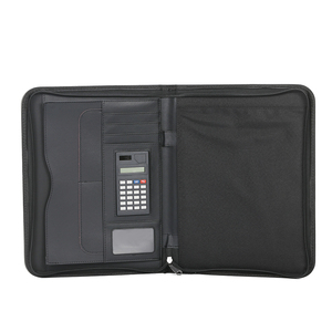 Bolsa de documentos con cremallera cubierta de carpeta de archivos A4 multibolsillo de viaje de cuero PU personalizada al por mayor - Product Image 3