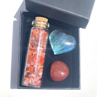 Vente en gros de gravats minéraux naturels en vrac, en bouteille, améthyste, quartz rose, labradorite en forme de cœur, coffret cadeau