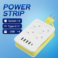 Toptan AB Taşınabilir Priz Çoğaltıcıları 4'lü Priz USB Type-C, 15W Şarjlı Seyahat Prizleri Toplu Olarak Gönderime Hazır