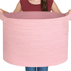 Panier de rangement pour jouets d'enfants, panier en corde tressée pour couvertures de chambre d'enfant avec poignées, organisateur pour peluches et panier pour jouets de chien - Product Image 1