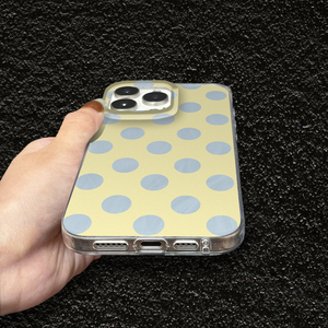 Custodia Trasparente in TPU con Motivo a Pois Gialli e Blu, <span class=keywords><strong>Cover</strong></span> Morbida Opaca Minimalista per <span class=keywords><strong>iPhone</strong></span> 17 16 15 14 13 <span class=keywords><strong>Pro</strong></span> Max - Product Image 4