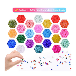 24 Colores de Cuentas para Ensartar, Cuentas de Vidrio Coloridas de 2 mm para Pulseras, Collares, Manualidades para Niños, Navidad, Fiestas, Cumpleaños - Product Image 2