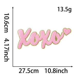 Bestseller zum Valentinstag: Chenille-Aufbügelpatches mit Goldglitter-Pailletten, Bestickte 'Be Mine' XOXO Love Valentine Logo Deko-Patches - Product Image 5