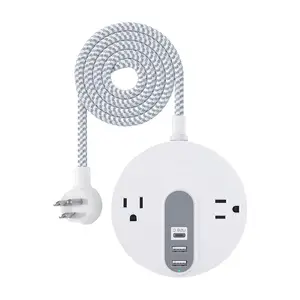 OSWELL 2-Outlet power strip com adaptador de viagem universal 4USB com tomada de extensão USB e tipo c