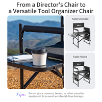 Chaise de réalisateur pliable haute Selens avec cadre en aluminium et acier, et patch en caoutchouc à boucle pour directeur et producteur