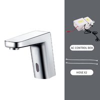 Robinet de lavabo intelligent à capteur infrarouge, économiseur d'eau, en céramique, automatique, sans contact, chromé, avec boîtier de commande pour salle de bain