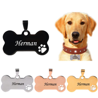Pendentif d'identification vierge en acier inoxydable et titane pour animaux de compagnie, anti-perte, pour chats et chiens, avec gravure laser