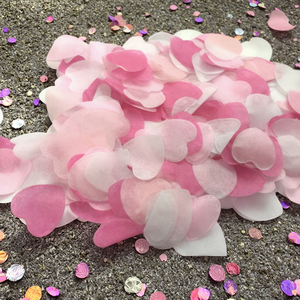 Confettis en papier de soie en forme de coeur ROSE & BLANC pour les fêtes de mariage - Product Image 1