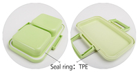 Boîte à lunch en fibre de bambou et plastique à double niveau avec 3 compartiments, 0,8 L, compatible micro-ondes, série Live, accessoires de cuisine personnalisés