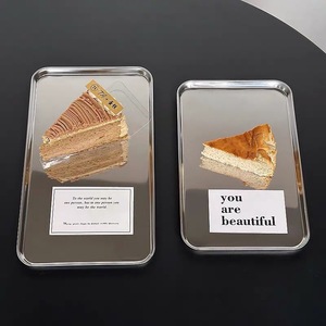 Plateau peu profond en acier inoxydable, plateau rectangulaire, plateau de service alimentaire et plateau à fruits, acier inoxydable 430 de qualité alimentaire durable - Product Image 5