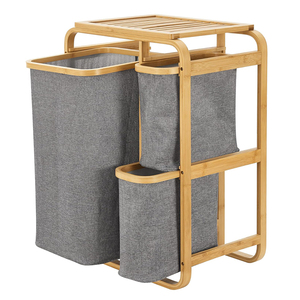 Phòng tắm tiết kiệm không gian tre giặt cản trở lưu trữ SORTER bẩn quần áo tổ chức lớn bằng gỗ giặt giỏ kệ - Product Image 1