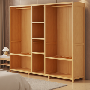 <span class=keywords><strong>Armoire</strong></span> Moderne Simple en Bambou pour Chambre à Coucher – Meuble Économique pour Logement Locatif, Rangement Durable et Anti-Poussière - Product Image 2