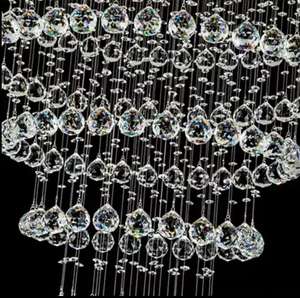 Nuevas escaleras de lujo escalera hogar montaje empotrado grande largo moderno K9 cuentas de cristal araña - Product Image 6