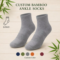 Chaussettes courtes en fibre de bambou gris, écologiques, anti-odeurs, avec logo personnalisé, pour hommes et femmes, respirantes, coupe basse
