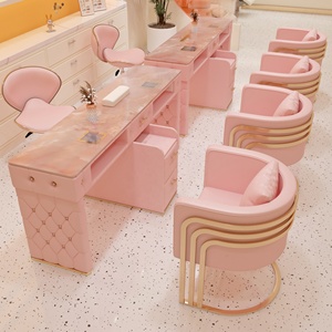 Premium "Cream-style" Manicure Table Set: Tempered Glass <b>Top</b>, Built-in Dust Collector, and Power Outlet - Product Image 4