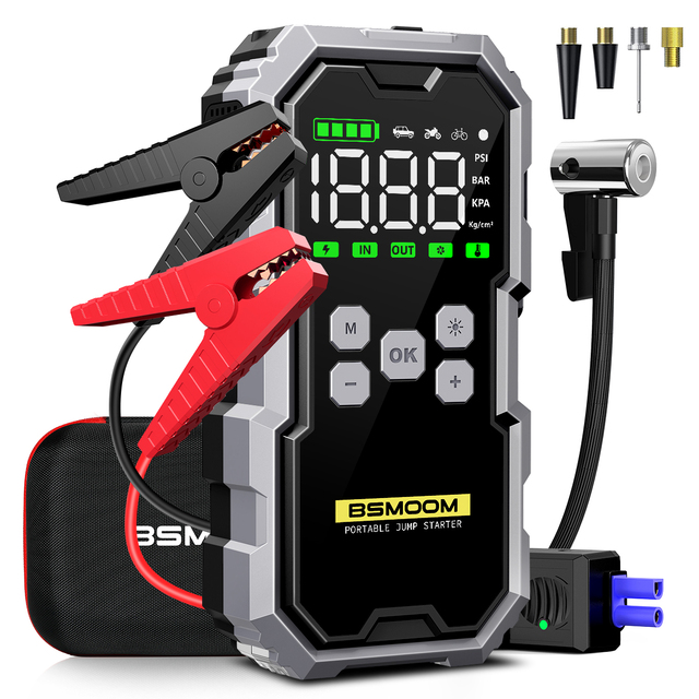 Car Jump Starter With Air Inflator Battery Jump Starter Power Bank Multifunction Jump Starter No Spark Protection