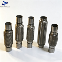 Tuyau flexible d'échappement 45mm-102mm en acier inoxydable 0,23mm double couche avec tressage interne anti-vibration pour échappement de véhicule