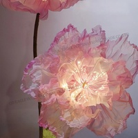 Fleurs artificielles géantes avec lumières, pivoines en organza, fleurs faites à la main pour la décoration de mariage, de fenêtre et de fête