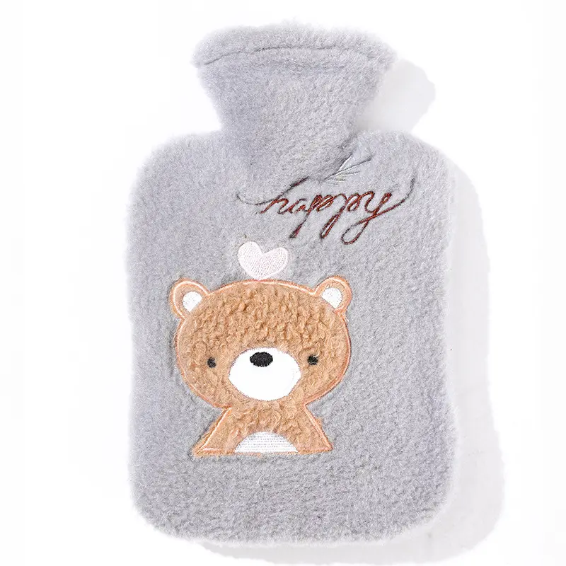 High Quality Rubber Hot Water Bottle Portable Cute Plush Carrying Warm Filling Water Bag for Girl School Kids Winter