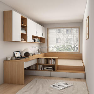 Custom Affordable Studio Apartment Bedroom Sets Low Cost Modern Wooden Bed with <b>Desk</b> Storage & Wardrobe for <b>Small</b> Rooms - Product Image 2