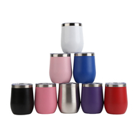 Offre Spéciale – Gobelet à Vin Isotherme en Acier Inoxydable 12oz avec Couvercle Transparent, Double Paroi, Forme Œuf, Maintien Thermique 6-12 Heures