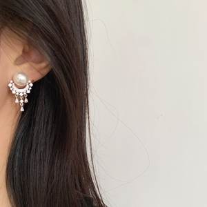 French Retro High-End Temperament S925 Pure <b>Silver</b> Moon Galaxy <b>Pearl</b> Tassel <b>Earrings</b> for Women Elegant Fashion Versatile - Product Image 4