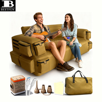 Canapé gonflable tactique robuste avec pompe intégrée, portable, imperméable, pour le camping, le glamping et les sorties en plein air