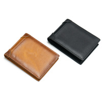 Porte-cartes d'identité vintage en cuir véritable, plusieurs emplacements pour cartes, fenêtre transparente pour carte d'identité, étui à cartes pliable, logo personnalisé OEM ODM, haute qualité