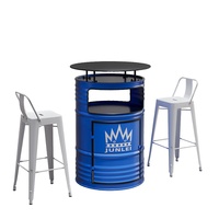 American Music Tavern Retro Iron Cafe Table Chair Set Industrial Style Loose Metal Barrel Oil Barrel Table pour Bars Restaurants