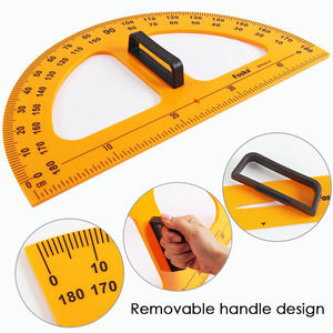 Foska màu vàng mạnh mẽ nhựa 180 ° rõ ràng quy mô lớn thước đo góc với một xử lý thoải mái cho giảng dạy hình học toán học và soạn thảo - Product Image 4