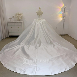 Lsjj157 Elegant Bohemian Bridal Ball Gown Strapless Structured Bodice Appliques Sweetheart Neckline Chapel Train <b>Wedding</b> Dress - Product Image 5