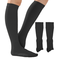 Bas anti-embolie à bout ouvert, bas de compression cuisse haute pour TVP, 18 mmHg, antibactériens, unisexe, blanc, beige, noir