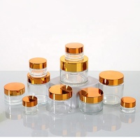 Petit flacon en verre givré pour crème visage ou essence, 5g 10g 15g 20g 25g 30g 50g avec bouchon doré
