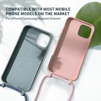 Coque de téléphone biodégradable 100% avec logo personnalisé Matériau en paille de blé avec collier à sangle pour coques de téléphone portable Iphone