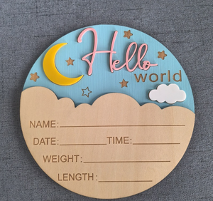 Hello World Baby Wooden Bulletin Board Newborn Wall Decor Sign for Christmas Party <strong>Decorations</strong> - Product Image 4