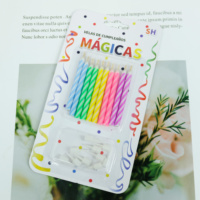 Bougie Magique Réallumable en Promotion, Colorée, pour Décoration de Gâteau d'Anniversaire, Nouvelle Bougie Magique Fantaisie avec Base