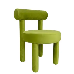Europäisches Luxus-Design Esszimmer Ergonomischer Samt Single Round Dining Chair