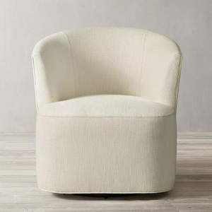 Fauteuil de salon en cuir véritable de style américain Rhoohill, fauteuil pivotant moderne pour chambre à coucher, fauteuil de détente - Product Image 2