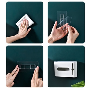 Distributeur mural carré grand format sans perçage pour sacs poubelles, support en plastique avec couvercle <span class=keywords><strong>et</strong></span> fenêtre visible - Product Image 6