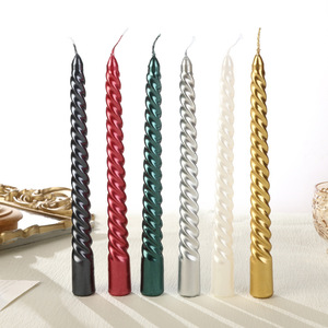 Bougies coniques torsadées métalliques, longues bougies en spirale en cire pour mariage, fête, décoration de table à la maison, multicolores, non parfumées, bougies de dîner - Product Image 3