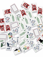 Ensemble de Mahjong pliable moderne américain, tuiles en acrylique, motif Bus à deux étages, Big Ben, Rose, pour le Royaume-Uni, le Pays de Galles, Londres, personnalisé OEM ODM pour les fêtes